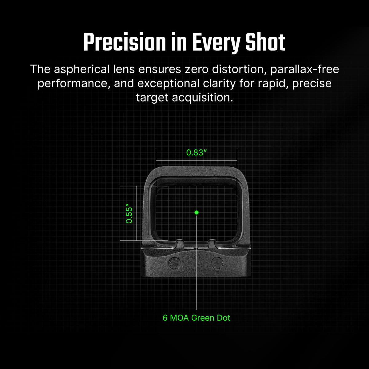 Osight SE 6 MOA Green Dot Sight Enclosed Emitter RMSc Footprint Side-Loading Battery