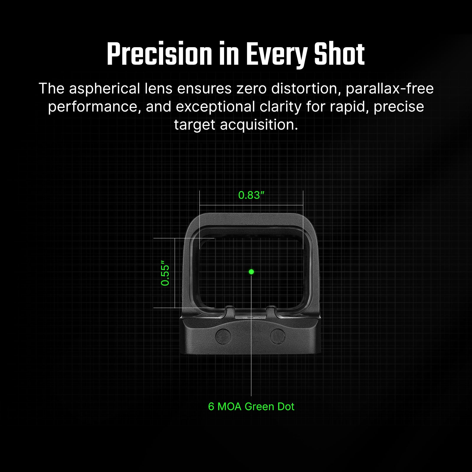 Osight SE 6 MOA Green Dot Sight Enclosed Emitter RMSc Footprint Side-Loading Battery