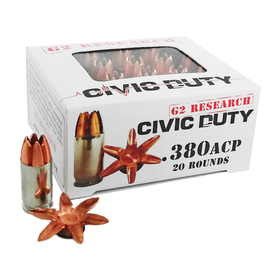G2 Research .380 ACP Civic Duty 64gr Copper Expansion Projectile Ammo