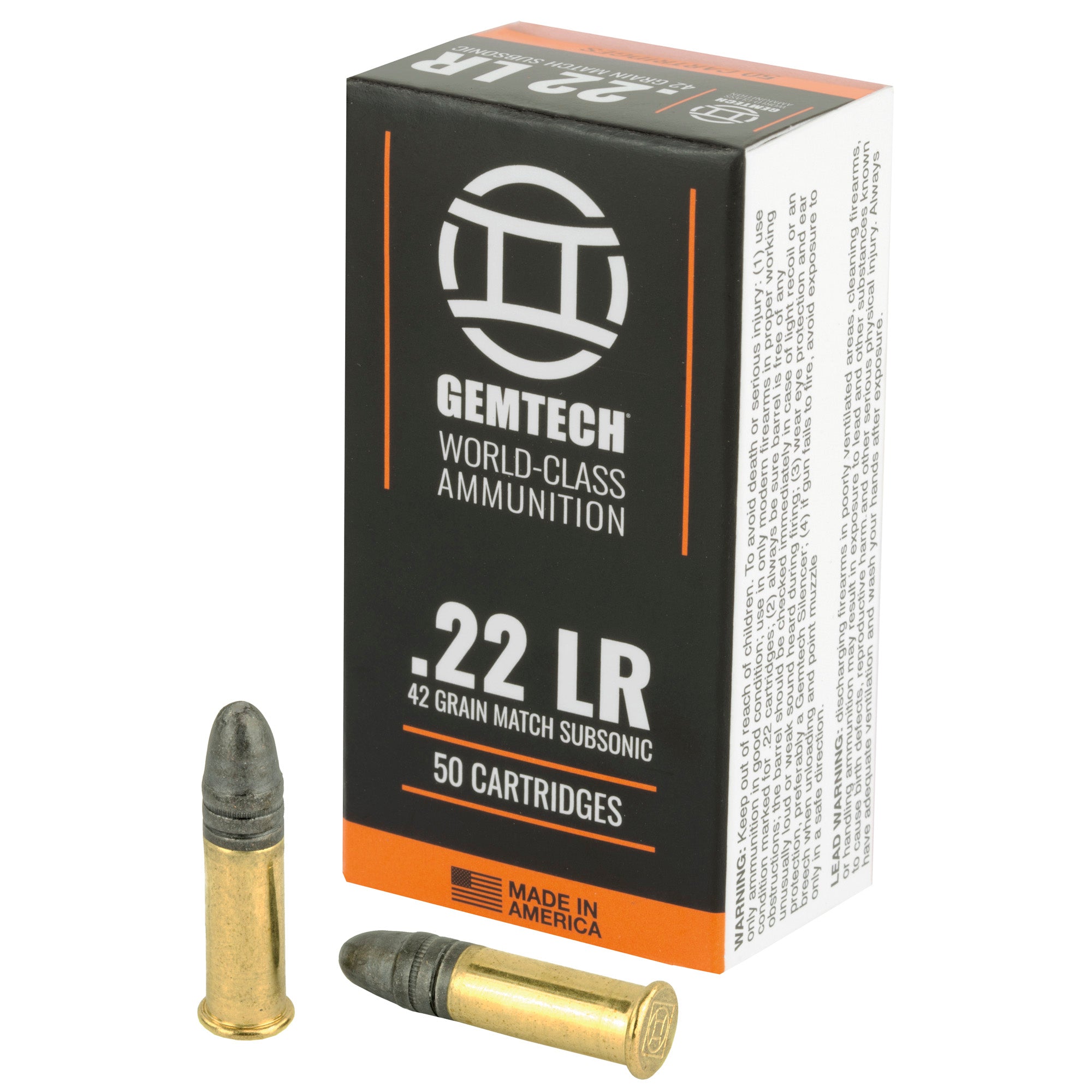 Gemtech .22 Long Rifle Subsonic 42gr Solid Ammo