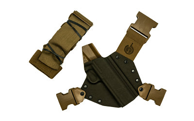 GunfightersINC Kenai Chest Holster, Kydex Shell, Nylon Harness, Fits 5" 1911 Government Models with Rail, Gray Shell, Coyote Brown Harness, Right Hand KN-1911GR-040221