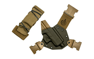 GunfightersINC Kenai Chest Holster, Kydex Shell, Nylon Harness, Fits Glock 43X MOS, Gray Shell, Coyote Brown Harness, Right Hand KN-G43X-040221
