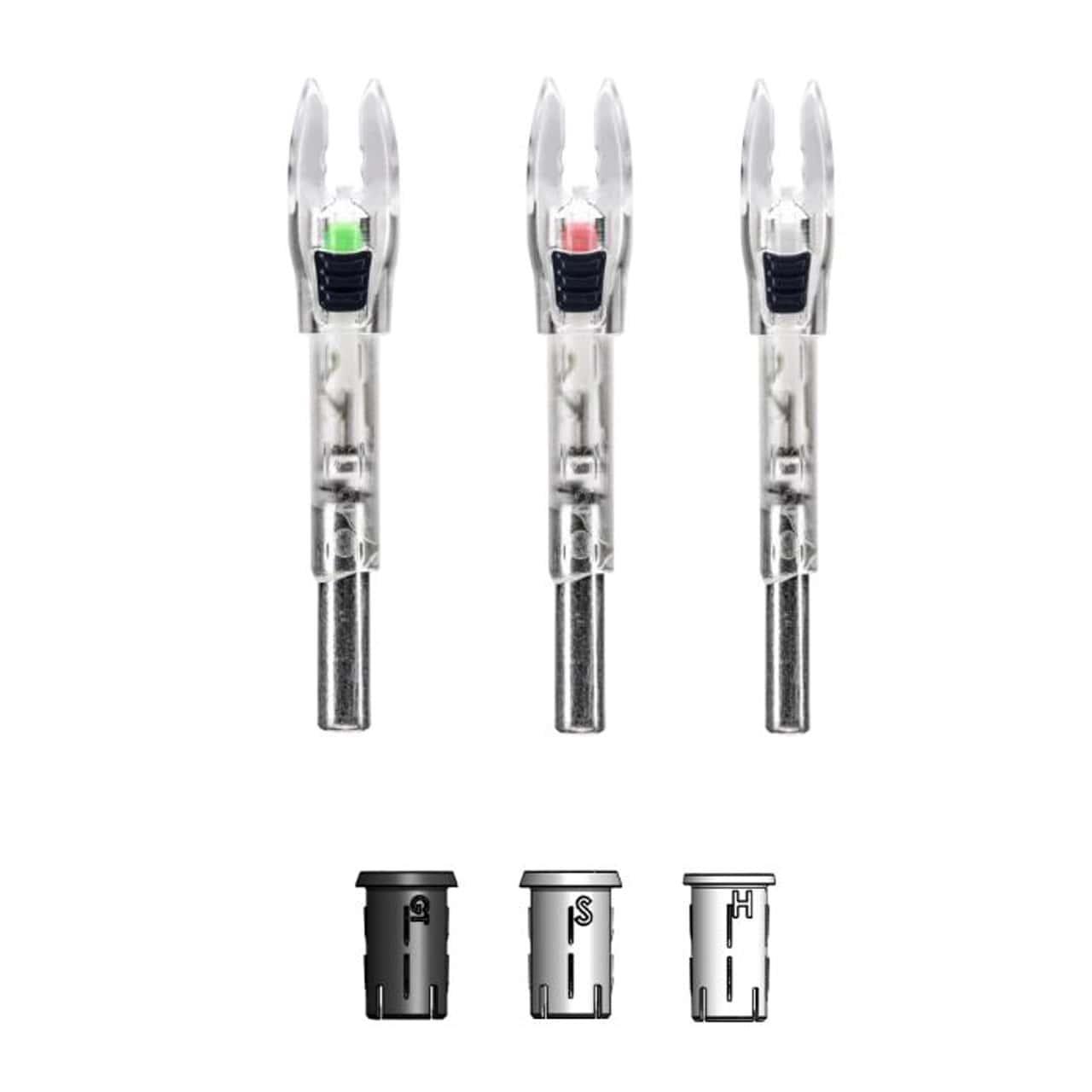 Feradyne Nockturnal Shift Nock Universal Size Red and Green Strobe Lighted 2-Pack