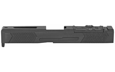Grey Ghost Precision Glock 19 Gen3 Stripped Slide, Dual Optic Cutout Compatible With Leupold DeltaPoint Pro or Trijicon RMR With Supplied Shim Plate, Comes With A Custom G10 Cover Plate, Version 4 Slide Pattern, Black Nitride Finish