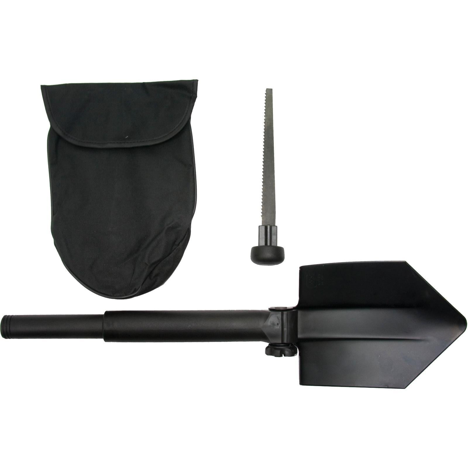 Glock ET17070 Entrenching Tool Three Position Adjustment For Multiple Users, Surface Treated Black Polymer/Saw Inside Handle, Includes Nylon Storage Pouch