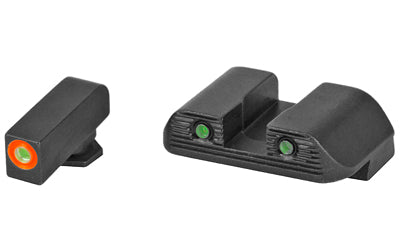 GLOCK Bold Sights By Ameriglo, Night Sight Set, .180" Front, For GLOCK GEN3 and GEN4 17/19/22/23/24/26/27/33/34/35/37/38/39, Green Tritium with Orange Outline 47284