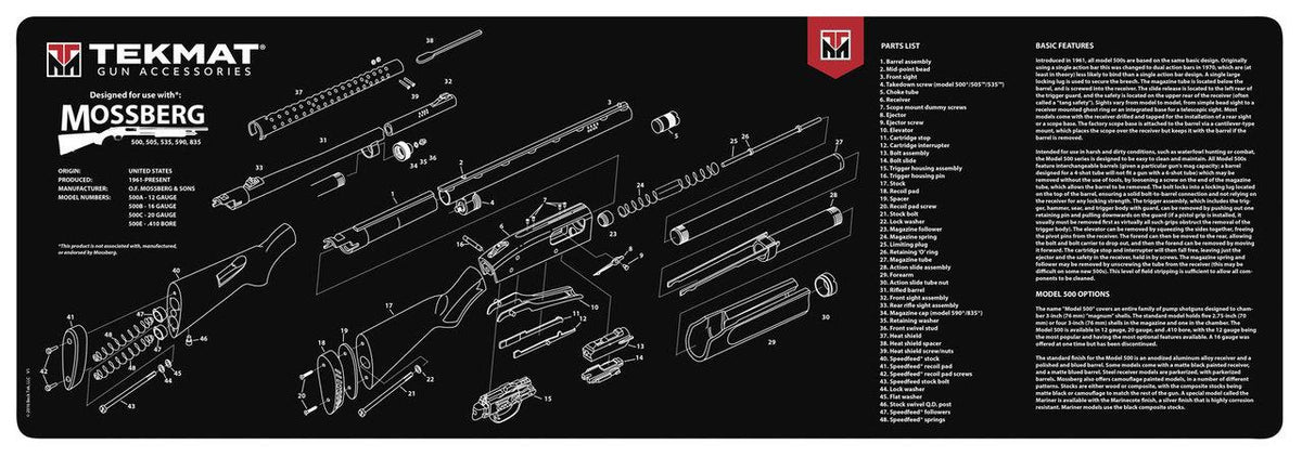 TekMat 12x36 Gun Cleaning Mat - Mossberg Shotgun