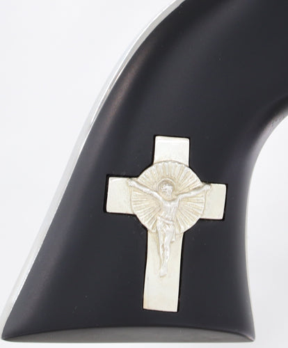CIMARRON HOLY SMOKER 357MAG FS 4.75" WHITE/SILVER CROSS BLACK