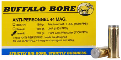 Buffalo Bore Ammunition 4J20 Anti-Personnel Strictly Business 44 Rem Mag 200 gr Hard Cast Wadcutter (HCWC) 20 Per Box/ 12 Cs