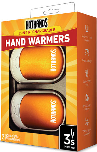 HOTHANDS 2-IN-1 RECHARGEABLE HAND WARMERS 2 WARMERS 10 HOUR