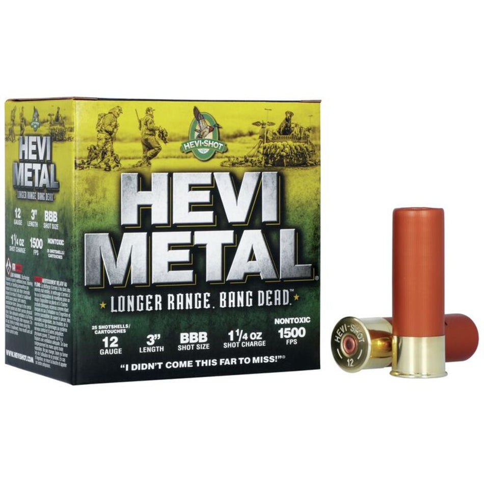 HEVI-Shot HS38008 HEVI-Metal Longer Range 12 Gauge 3" 1-1/4oz #BBB 1500 fps