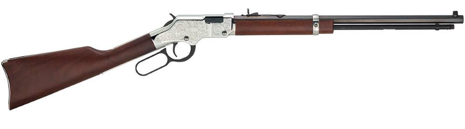 Henry H004SEV Silver Eagle Full Size 17 HMR 11+1 20" Blued Octagon Barrel, Nickel-Plated Steel Receiver, American Walnut Stock Right Hand