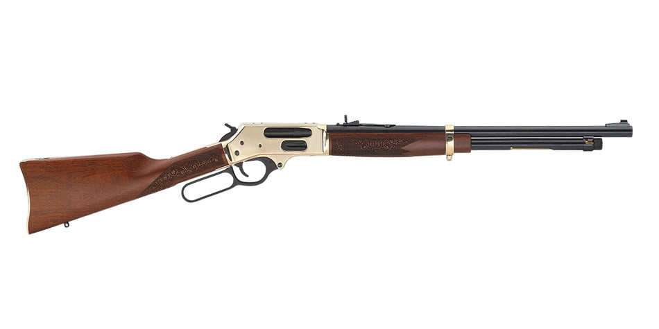 Henry H024410 Side Gate Full Size Frame 410 Gauge 5+1, 2.5" Chamber 19.80" Blued Steel Barrel, Polished Brass Steel Receiver, American Walnut Wood Stock