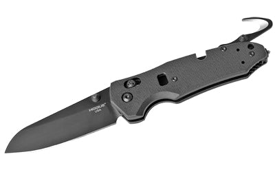 Hogue Trauma First Response Tool, Folding Knife, Bohler N680, Plain Edge, Opposing Bevel, 3.4", Black Cerakote Blade, Black G10 Frame 34779