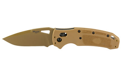 Hogue SIG K320 M17/M18, Folding Knife, PVD Finish, Tan, Drop Point Blade, 3.5" Blade Length, CPM-S30V Blade Steel, Plain Edge, ABLE Lock 36371