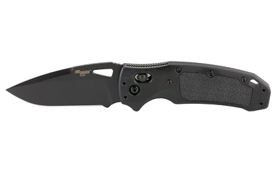 Hogue SIG K320 AXG PRO, Folding Knife, Cerakote Finish, Black, Drop Point Blade, 3.5" Blade Length, CPM-S30V Blade Steel, Plain Edge, ABLE Lock, Solid Black G10 Inserts with Reverse Checkered Texture 36374