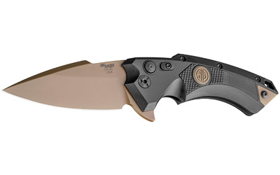 Hogue X5, SIG Emperor Scorpion, Folding Knife, CPM-154, Plain Edge, Spear Point Blade with Flipper, 3.5", Flat Dark Earth PVD Blade Finish, Black Anodized Aluminum Frame with Black G10 Inserts 36570