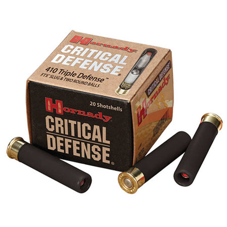 Hornady Critical Defense Triple Defense 2 Round Balls/1 Slug Triple Defense FTX Slug & 2 round balls .410 Bore 2.5 in 9/16 oz Slug / Buckshot