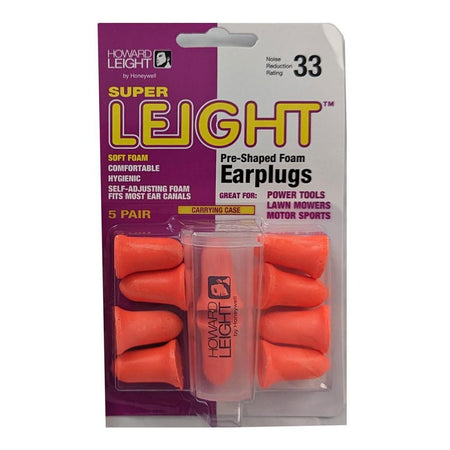 Howard Leight Super Leight Foam Earplugs 33dB Orange 5 pairs