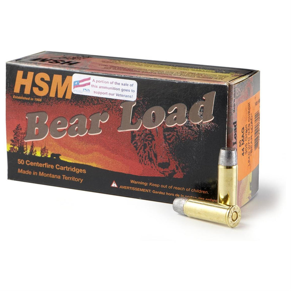 HSM .44 Mag Bear Load 305gr WFN Ammo - 50 Rounds