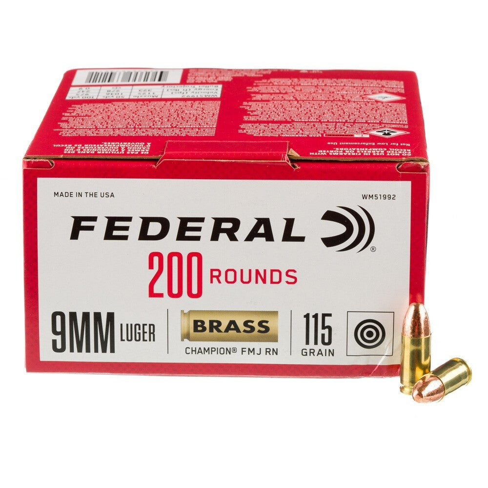 Federal 9mm Champion 115gr FMJ Ammo