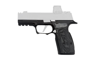 Icarus Precision A.C.E. AXG, Grip Module, Fits Sig P365 X-Macro/XL, Aluminum Construction, Anodized Finish, Black, Hogue Black G10 Grip Panels 365_AXG_MACRO_NON_BLK_HGBL