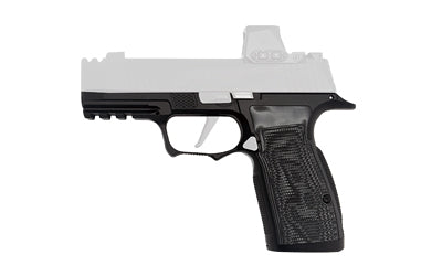 Icarus Precision A.C.E. SXG, Grip Module, Fits Sig P365 X-Macro/XL, Steel Construction, Nitride Finish, Black, Hogue Black G10 Grip Panels 365_SXG_MACRO_NON_BLK_HGBL