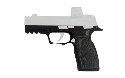 Icarus Precision A.C.E. SXG, Grip Module, Fits Sig P365 X-Macro/XL with Manual Safety, Steel Construction, Nitride Finish, Black, Hogue Black G10 Grip Panels 365_SXG_MACRO_SFT_BLK_HGBL