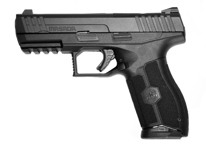 IWI US M9OR10 MASADA 9mm Luger 10+1 4.10" Black Button Rifled Steel Barrel/Black Optic Ready/Serrated Slide/Black Polymer Frame w/Picatinny Rail/Black Polymer Grips Ambidextrous