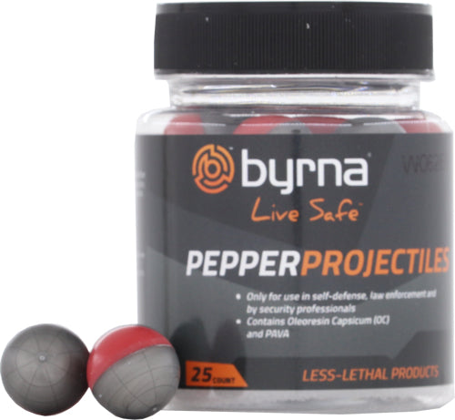 BYRNA PEPPER PROJECTILES 25 COUNT TUB .68 CAL