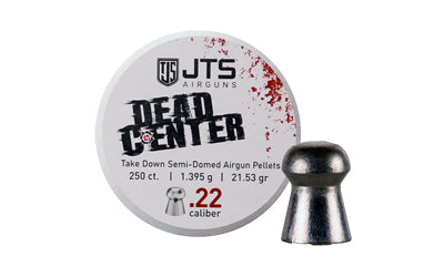 JTS Group Dead Center, .22 Caliber Pellets, Semi Domed Tip, 21.53 Grain, 250 Per Tin JAC109