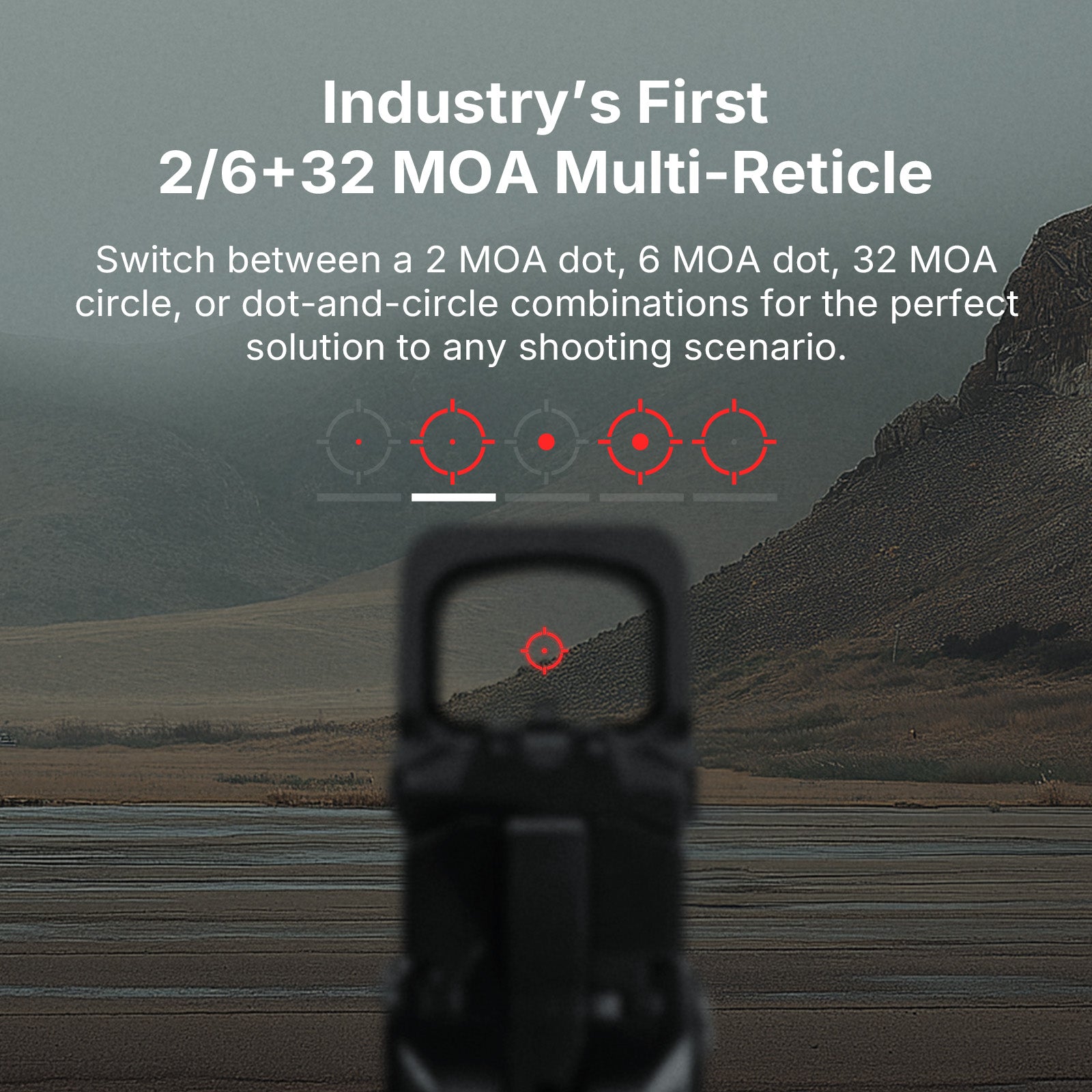 Osight XR Red Dot Sight Enclosed 2/6+32 MOA Multi-Reticle RMR Footprint with Backup Rear Sight
