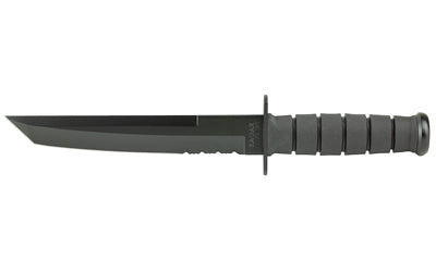 KA-BAR Knives KA-BAR, Tanto, Fixed Blade Knife, 8" Blade Length, 12.813" Overall Length, Tanto Point, Combo Edge, 1095 Cro-Van Steel, Matte Finish, Black, Black Kraton G Handle, Includes Glass Filled Nylon Sheath