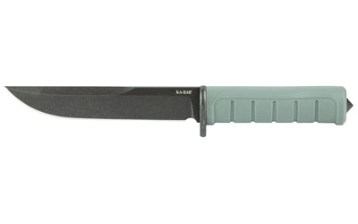 KA-BAR Knives Dust I, Fixed Blade Knife, 6.125" Clip Point Blade, 11" Overall Length, D2 Blade Steel, Plain Edge, Matte Finish, Black, Green Glass Filled Nylon Handle, Includes Sheath 6100