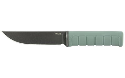 KA-BAR Knives Dust II, Fixed Blade Knife, 5.25" Clip Point Blade, 9.88" Overall Length, D2 Blade Steel, Plain Edge, Matte Finish, Black, Green Glass Filled Nylon Handle, Includes Sheath 6101