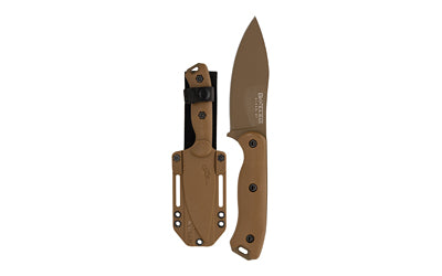 KA-BAR Knives Becker Nessmuk, Fixed Blade Knife, Nessmuk 4.312" Blade Length, 9.125" Overall Length, Plain Edge, 1095 Cro-Van Steel, Ultramid Handle, Coyote Brown, Includes Celcon Sheath BK19