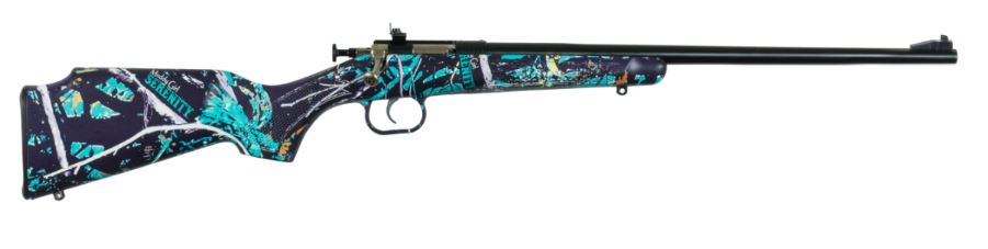 Crickett KSA2172 Youth 22 LR 1rd 16.12" Blued Barrel & Receiver, Fixed Front/Adjustable Rear Peep Sights, Muddy Girl Serenity Synthetic Stock w/11.5" LOP, Rebounding Firing Pin Safety