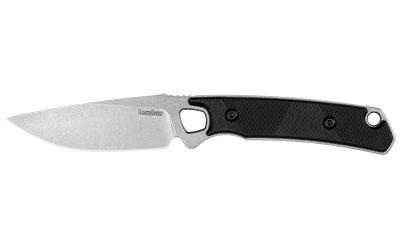 Kershaw Steppe, Fixed Blade Knife, Plain Edge, D2 Blade Steel, Stone Washed Finish, Silver, Polypropylene and Rubber Handle, 3.5" Blade Length, 7.6" Overall Length, Includes Black Polypropylene Sheath 2048