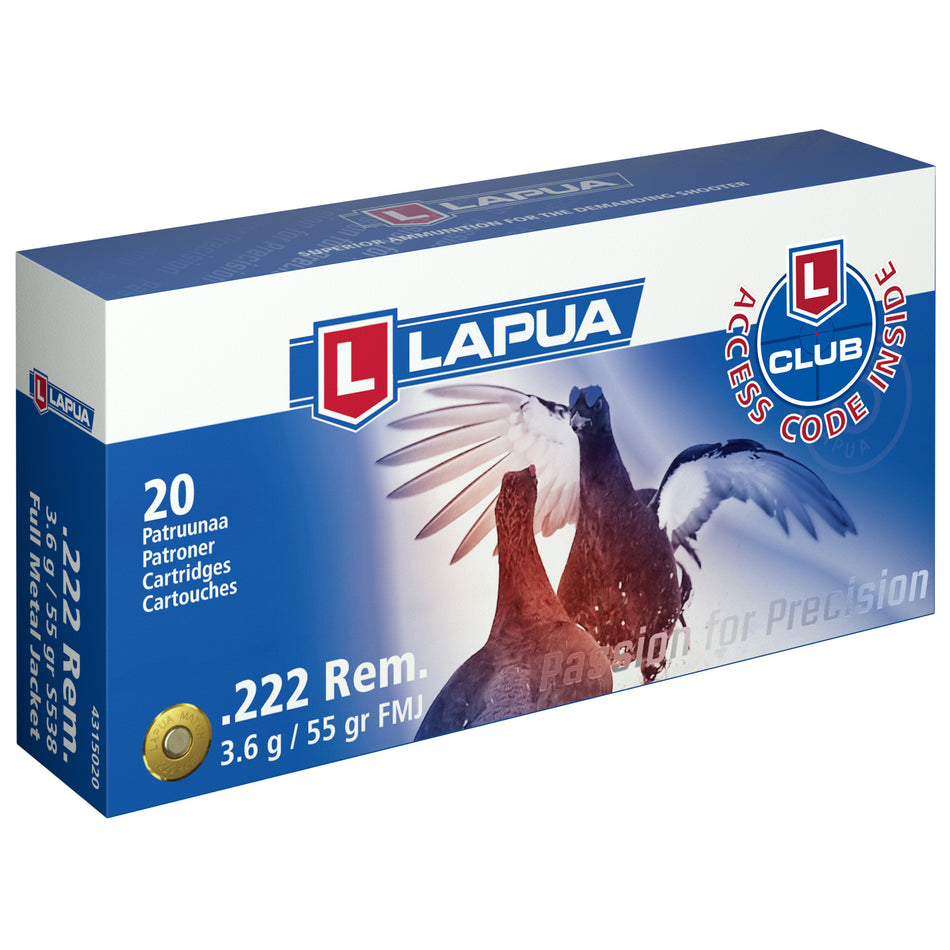Lapua .222 Remington  55gr FMJ Ammo