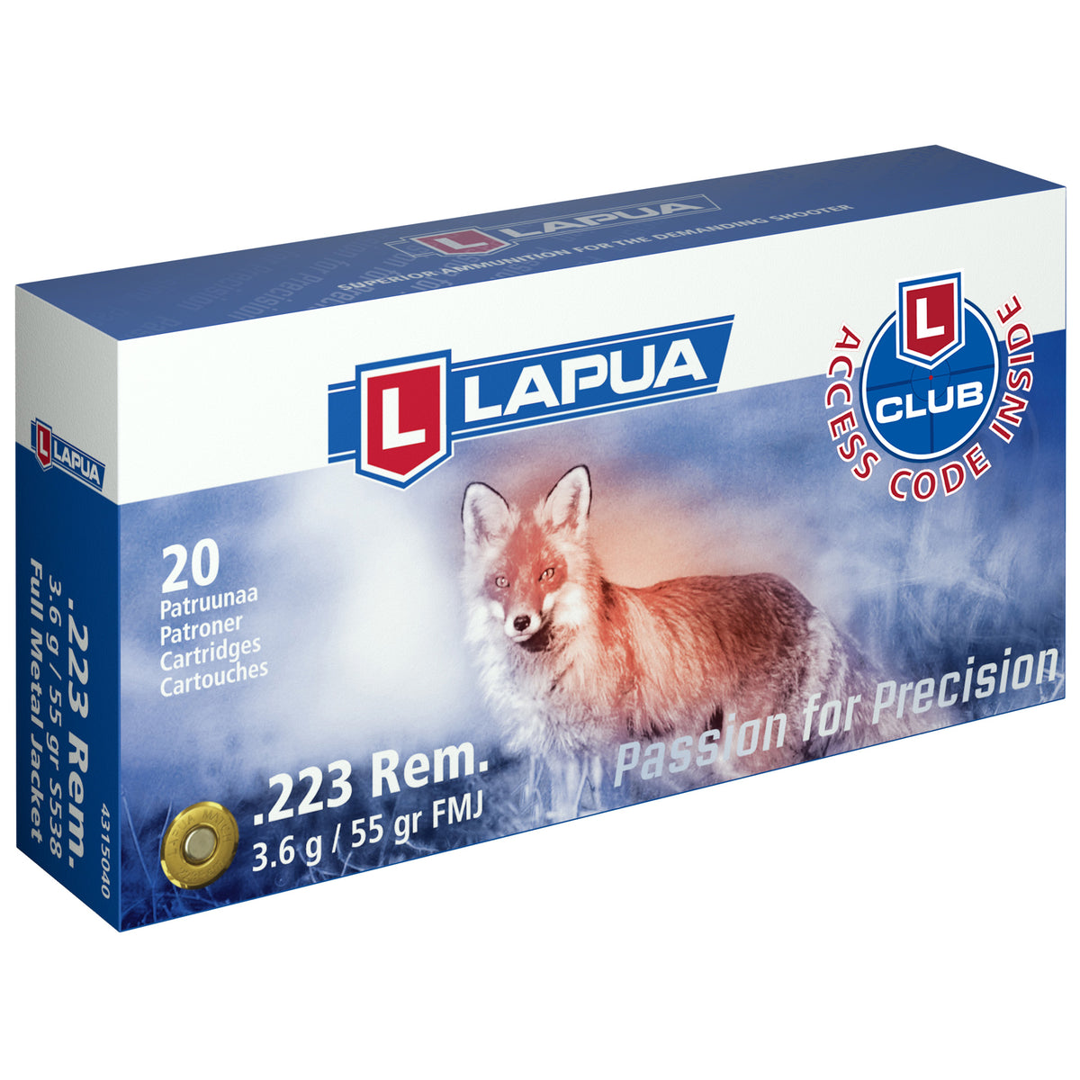 Lapua 4315042  Full Metal Jacket 55 Grain .223 Remington