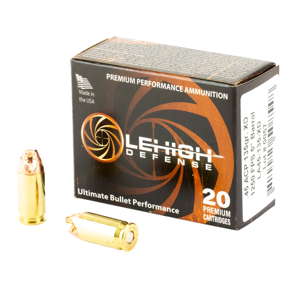 Lehigh Defense LA45135XD Xtreme Defense Fluid Transfer Monolithic 135 Grain .45 ACP/Auto 1250 fps