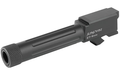 Lone Wolf Distributors AlphaWolf Barrel, 9MM, Salt Bath Nitride Coated, Threaded/Fluted, 416R Stainless Steel, Conversion to 9mm Stock Length, Fits Glock 27/33, Includes Thread Protector, Made in the USA AW-279TH