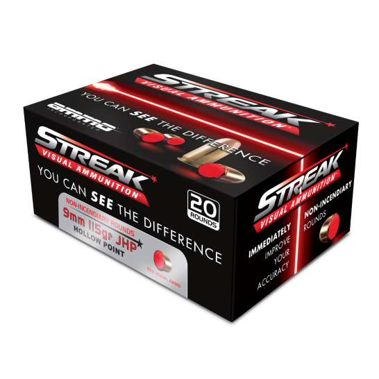 Ammo Inc 9mm Luger Streak Visual Red Tracer 115gr JHP Ammo