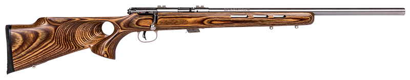 Savage Arms 25725 Mark II BTVS Full Size 22 LR 5+1 21" Satin Heavy Button Rifled Barrel, Satin Drilled & Tapped Stainless Steel Receiver, Satin Brown Thumbhole Laminate Stock, Right Hand