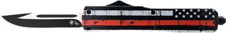 TEMPLAR KNIFE SLIM OTF BACK THE RED 3.1" BLK DROP POINT