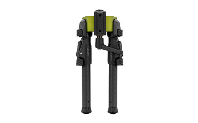 MDT GRND-POD Bipod, Height Adjustable, Four Locking Positions (0, 50, 80, and 180 Degrees), MLOK Attachment Interface, Aluminum Core, Carbon Fiber Legs, Matte Finish, Green Aluminum Core, Black 107771-GRN