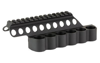 Mesa Tactical SureShell, 6-Shell Side Saddle with 5 1/2" Rail Fits Beretta 1301 Competition, 12 Gauge, Aluminum, Matte Finish, Black 94210