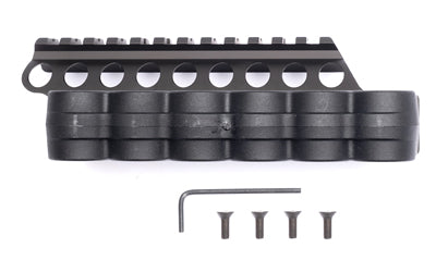 Mesa Tactical SureShell, 6-Shell Side Saddle with 4 3/4" Rail, Fits Moss 500/590/Mav 88, 12 Gauge, Matte Finish, Black 94880