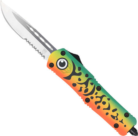 COBRATEC MEDIUM FS3 OTF GREEN LURE 3" DROP POINT SERRATED SS