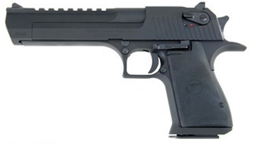 Magnum Research DE357 Desert Eagle Mark XIX 357 Mag Caliber with 6" Picatinny Rail Barrel, 9+1 Capacity, Overall Black Finish Carbon Steel, Beavertail Frame, Serrated Slide & Rubber Grip
